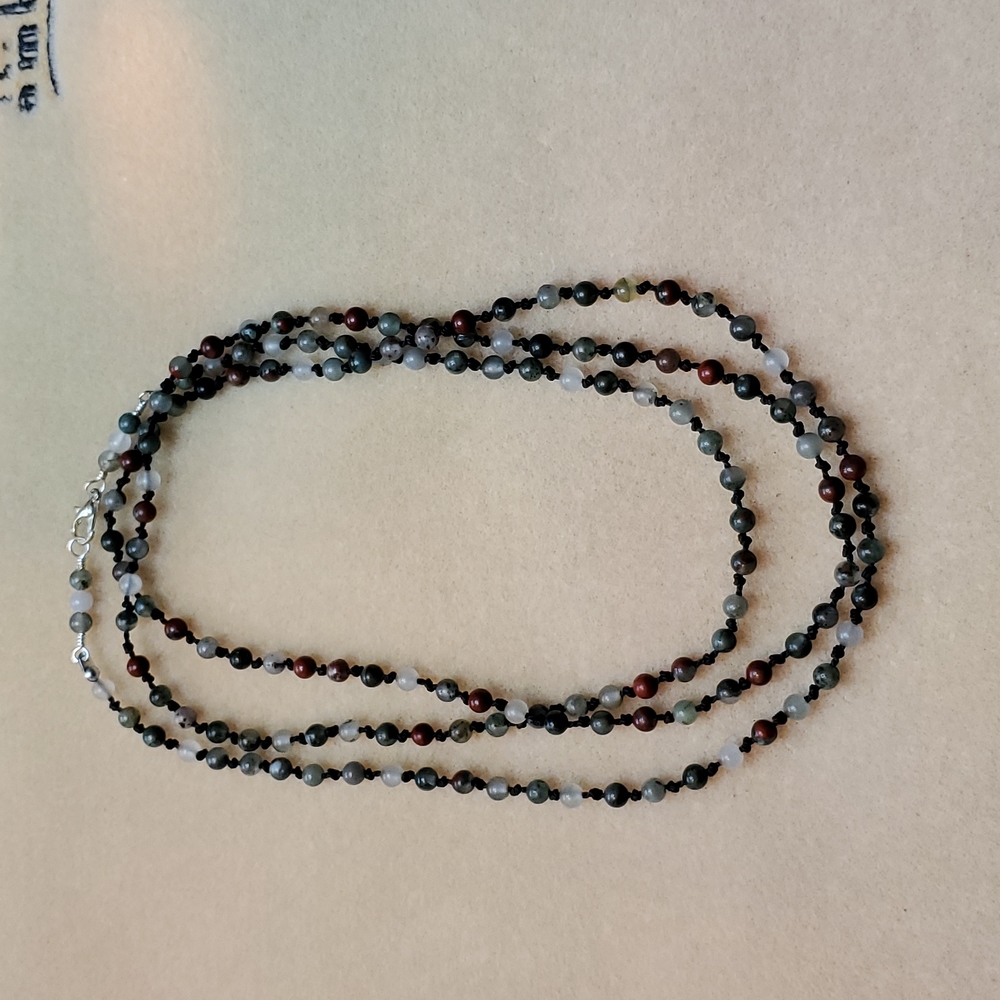 Bloodstone layering necklace or bracelet 45 inches in length